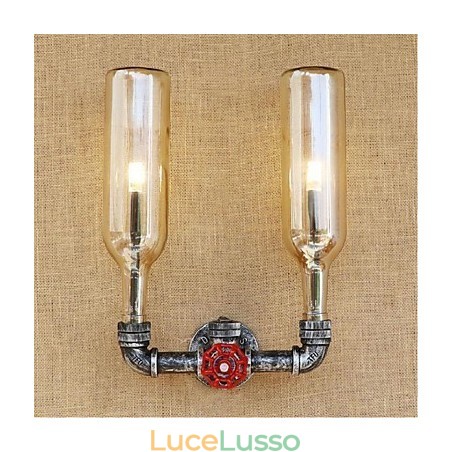 Lampada da parete retrò industriale a vento con interruttore a bottiglia d'acqua, luce da parete ambra Lampada da parete retrò industriale a vento con interruttore a bottiglia d'acqua, luce da parete ambra