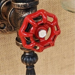 Bar in ferro con interruttore, lampada da parete per bottiglie di vino e tubo dell'acqua, ristorante a tema americano, blu