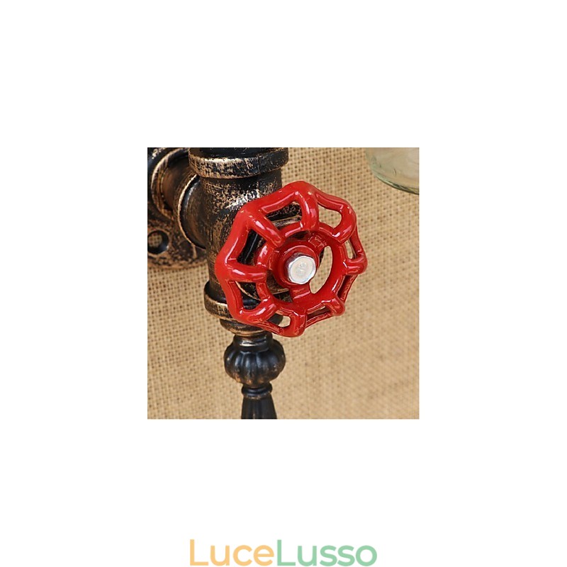 Bar in ferro con interruttore, lampada da parete per bottiglie di vino e tubo dell'acqua, ristorante a tema americano, blu