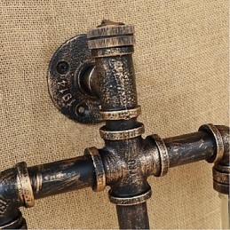 Bar in ferro con interruttore, lampada da parete per bottiglie di vino e tubo dell'acqua, ristorante a tema americano, blu