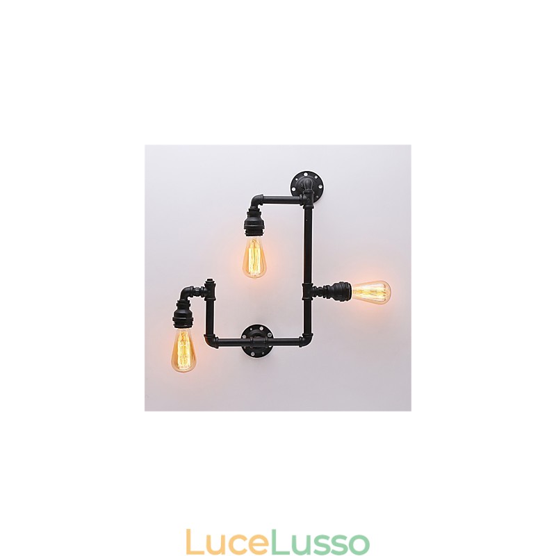 3 teste Vintage Industrial Pipe Wall Lights Nero Luci creative Ristorante Caffetteria Bar Decorazione illuminazione