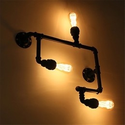 3 teste Vintage Industrial Pipe Wall Lights Nero Luci creative Ristorante Caffetteria Bar Decorazione illuminazione