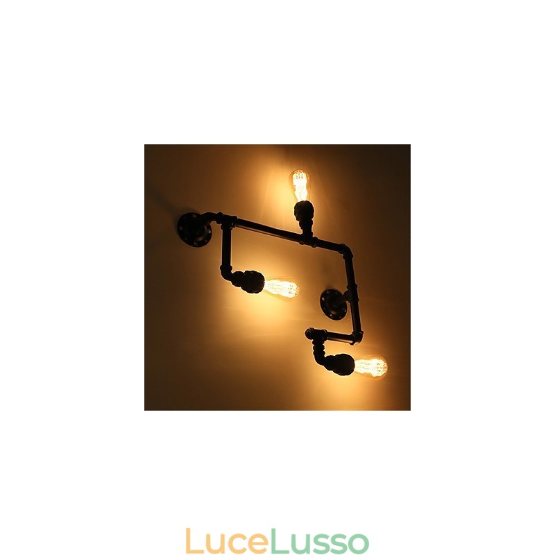 3 teste Vintage Industrial Pipe Wall Lights Nero Luci creative Ristorante Caffetteria Bar Decorazione illuminazione
