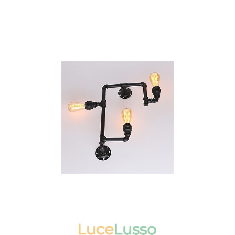 3 teste Vintage Industrial Pipe Wall Lights Nero Luci creative Ristorante Caffetteria Bar Decorazione illuminazione