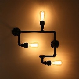 3 teste Vintage Industrial Pipe Wall Lights Nero Luci creative Ristorante Caffetteria Bar Decorazione illuminazione