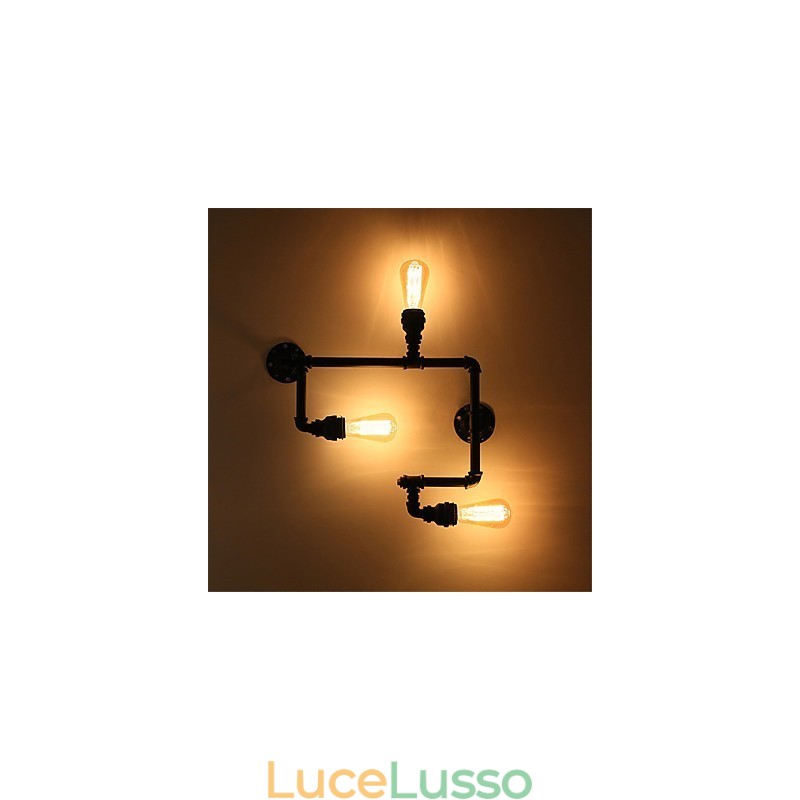 3 teste Vintage Industrial Pipe Wall Lights Nero Luci creative Ristorante Caffetteria Bar Decorazione illuminazione