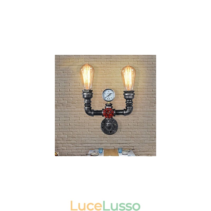 2 teste Vintage Industrial Metal Wall Lights Ristorante Caffetteria Bar Decorazione illuminazione
