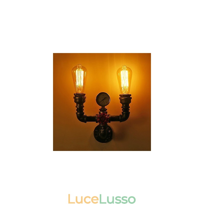 2 teste Vintage Industrial Metal Wall Lights Ristorante Caffetteria Bar Decorazione illuminazione