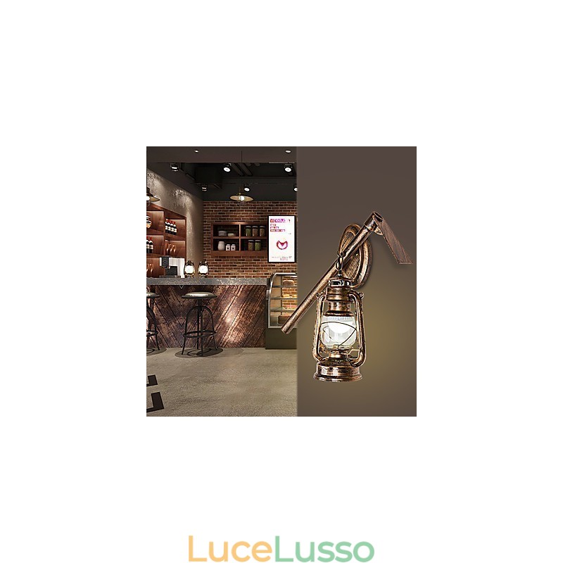 Dipinto rustico Lodge Caratteristica per applique da parete in stile Mini Uplight Applique da parete C