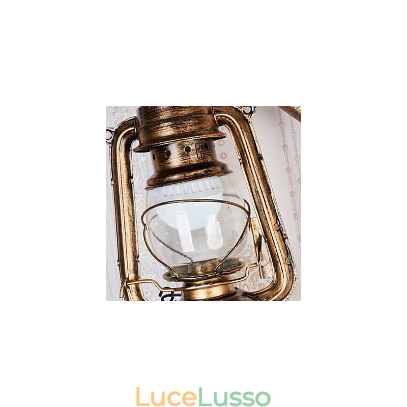 Dipinto rustico Lodge Caratteristica per applique da parete in stile Mini Uplight Applique da parete C