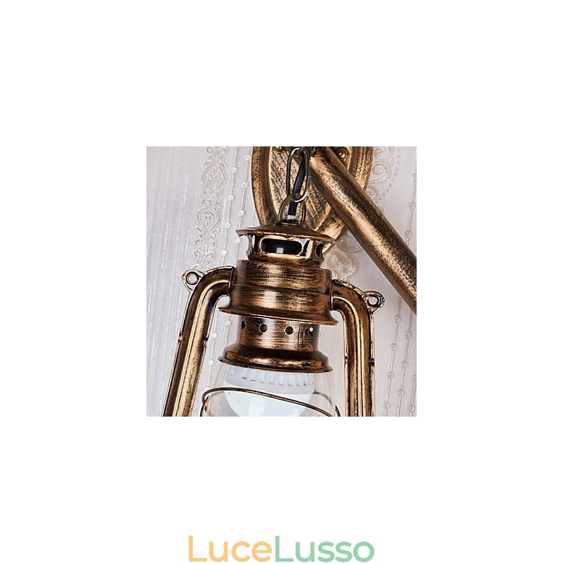 Dipinto rustico Lodge Caratteristica per applique da parete in stile Mini Uplight Applique da parete C