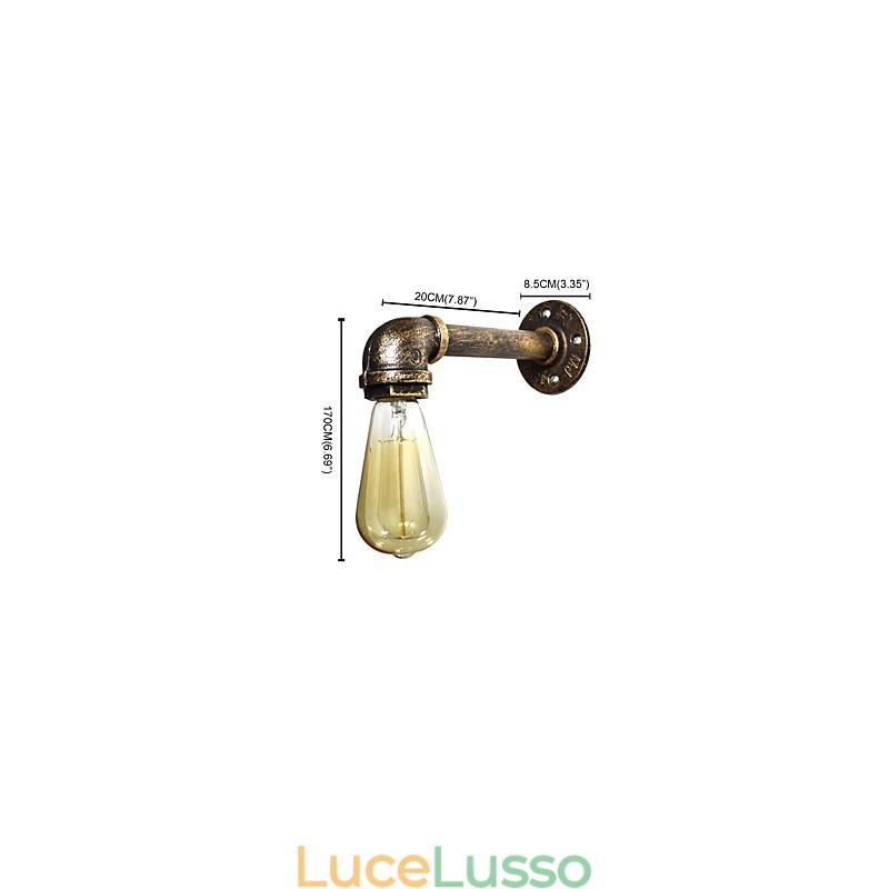 Applique da parete rustica in ottone antico tradizionale classico per luce ambientale
