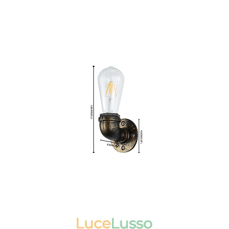 Applique da parete rustica in ottone antico tradizionale classico per luce ambientale