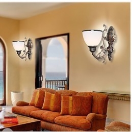 Semplice lampada da parete americana, lampada da comodino, lampada decorativa per soggiorno, lampada da parete creativa in ferro battuto in stile europeo