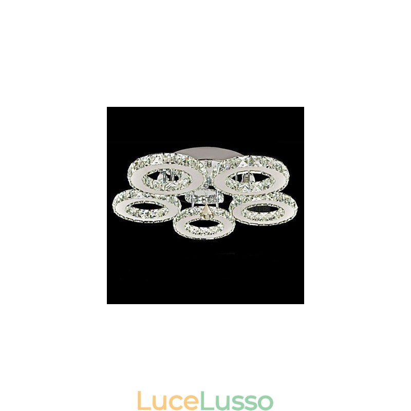 Lampada da soffitto in cristallo 5 luci moderna galvanica trasparente in acciaio inossidabile