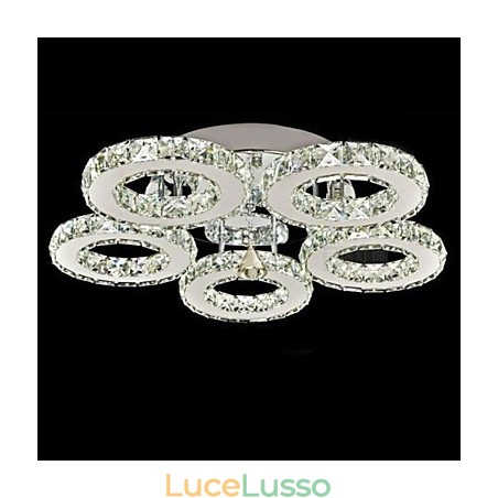 Lampada da soffitto in cristallo 5 luci moderna galvanica trasparente in acciaio inossidabile Lampada da soffitto in cristallo 5 luci moderna galvanica trasparente in acciaio inossidabile
