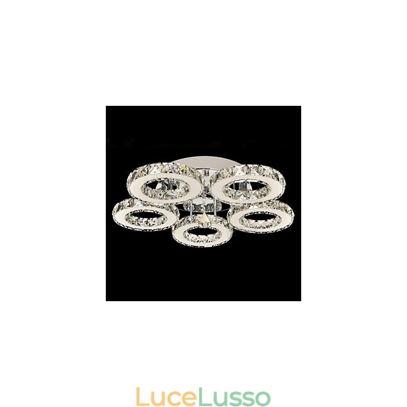 Lampada da soffitto in cristallo 5 luci moderna galvanica trasparente in acciaio inossidabile