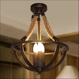 Lampada da soffitto americana retrò in corda semplice