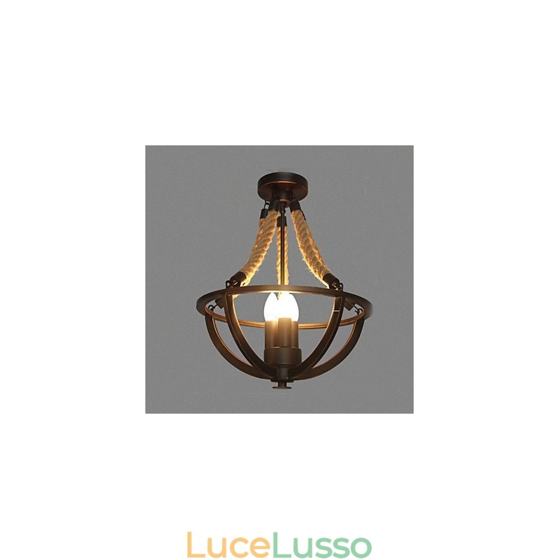 Lampada da soffitto americana retrò in corda semplice