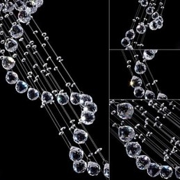 Lampadario a sospensione in cristallo, illuminazione a 5 luci, baldacchino in argento, lampade da soffitto in cristallo K9 trasparente, elica