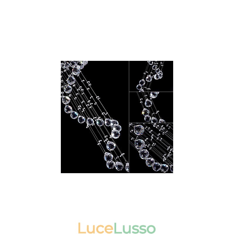 Lampadario a sospensione in cristallo, illuminazione a 5 luci, baldacchino in argento, lampade da soffitto in cristallo K9 trasparente, elica