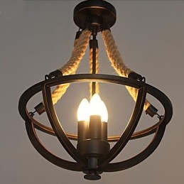 Lampada da soffitto americana retrò in corda semplice
