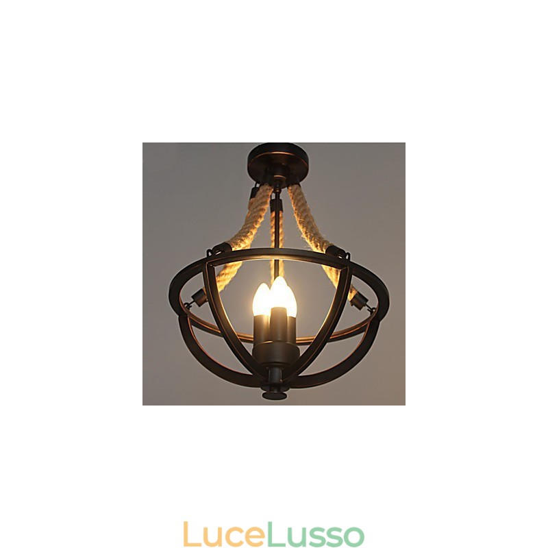 Lampada da soffitto americana retrò in corda semplice