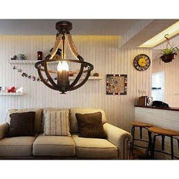 Lampada da soffitto americana retrò in corda semplice