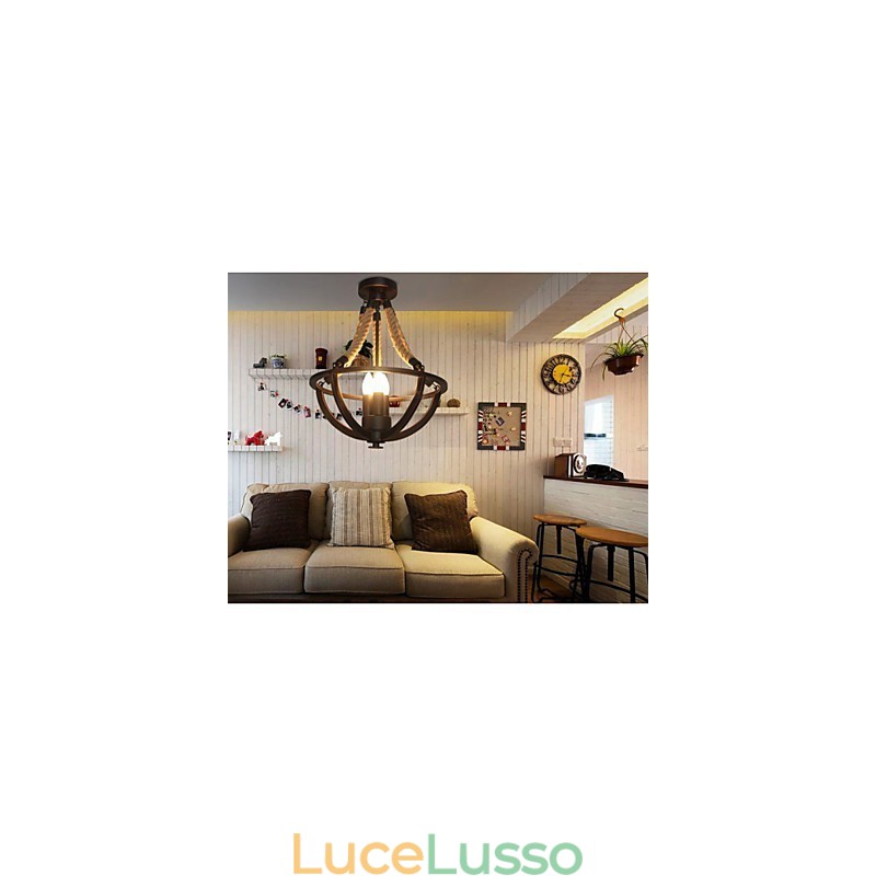 Lampada da soffitto americana retrò in corda semplice