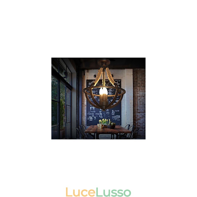 Lampada da soffitto americana retrò in corda semplice
