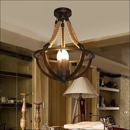 Lampada da soffitto americana retrò in corda semplice
