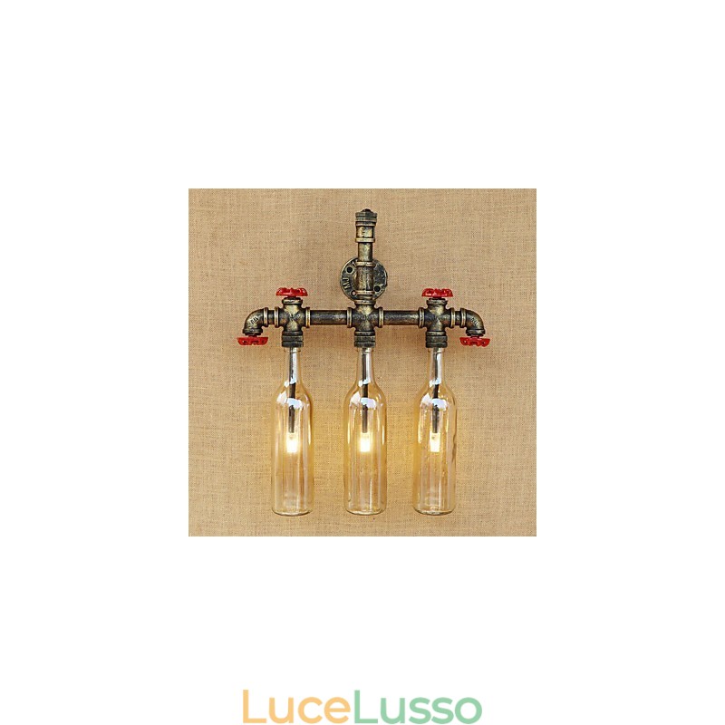 Applique da parete con luce ambientale in bronzo antico vintage country