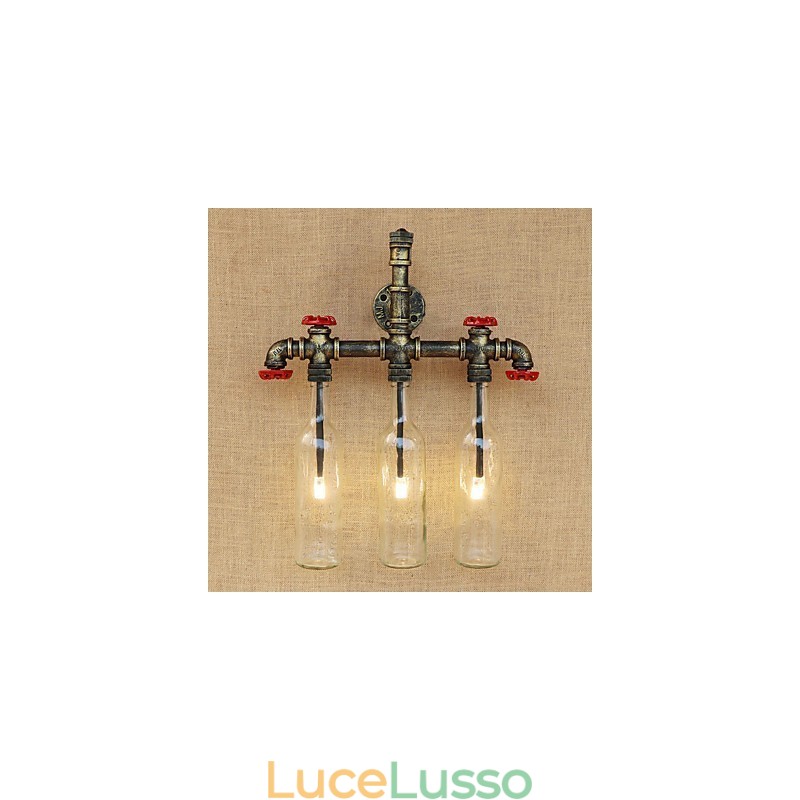 Applique da parete con luce ambientale in bronzo antico vintage country