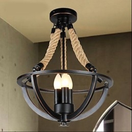 Lampada da soffitto americana retrò in corda semplice