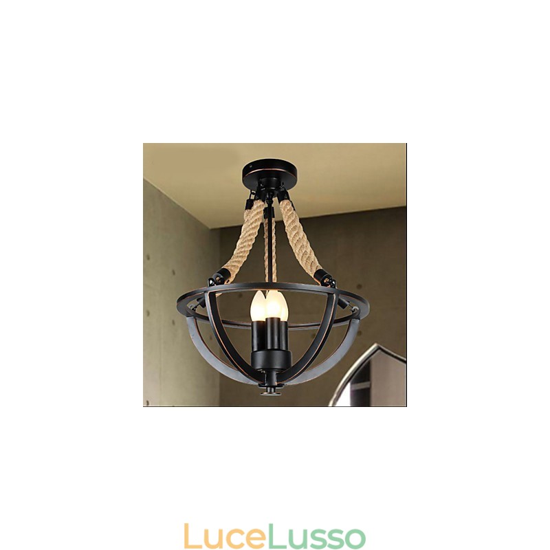 Lampada da soffitto americana retrò in corda semplice