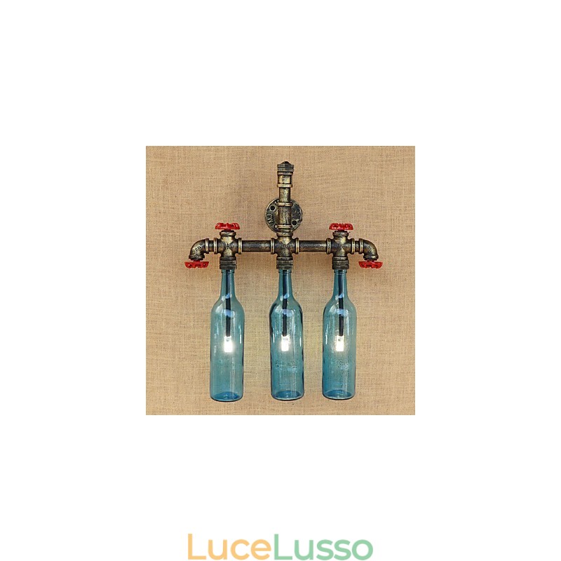 Applique da parete con luce ambientale in bronzo antico vintage country