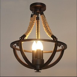 Lampada da soffitto americana retrò in corda semplice