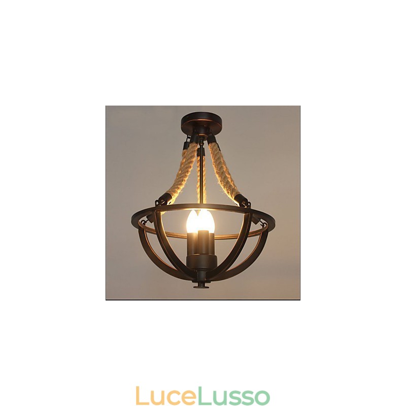 Lampada da soffitto americana retrò in corda semplice