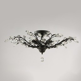 Vintage Crystal Flush Mount Metallo Dipinto Nero O Oro