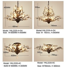 Vintage Crystal Flush Mount Metallo Dipinto Nero O Oro