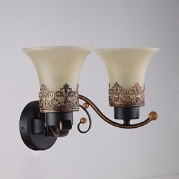 Lampada da parete vintage in metallo con vetro a due teste in stile americano per la sala mensa, soggiorno, ingresso, foyer, lampada da parete decorativa