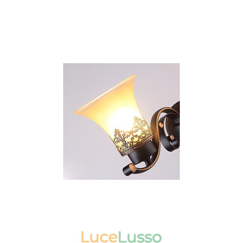Lampada da parete vintage in metallo con vetro a due teste in stile americano per la sala mensa, soggiorno, ingresso, foyer, lampada da parete decorativa