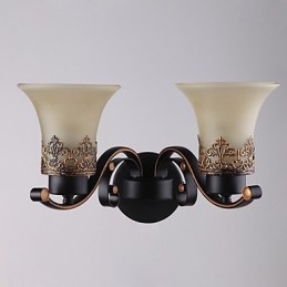 Lampada da parete vintage in metallo con vetro a due teste in stile americano per la sala mensa, soggiorno, ingresso, foyer, lampada da parete decorativa