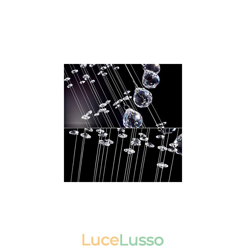 Lampadario a sospensione in cristallo, illuminazione a 5 luci, baldacchino in argento, lampade da soffitto in cristallo K9 trasparente, elica