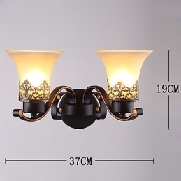 Lampada da parete vintage in metallo con vetro a due teste in stile americano per la sala mensa, soggiorno, ingresso, foyer, lampada da parete decorativa