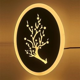 Applique da parete in acrilico intagliato prugna Lampada da comodino rotonda Luci da corridoio Bianco caldo AC220V