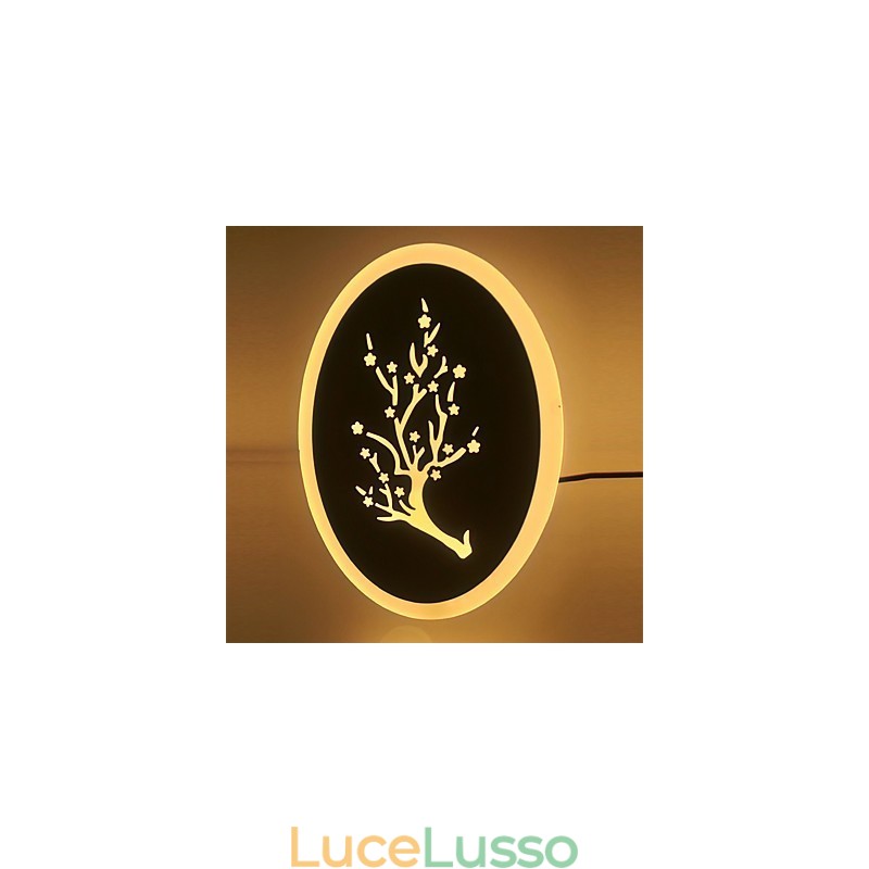Applique da parete in acrilico intagliato prugna Lampada da comodino rotonda Luci da corridoio Bianco caldo AC220V