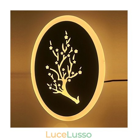 Applique da parete in acrilico intagliato prugna Lampada da comodino rotonda Luci da corridoio Bianco caldo AC220V Applique da parete in acrilico intagliato prugna Lampada da comodino rotonda Luci da corridoio Bianco caldo AC220V