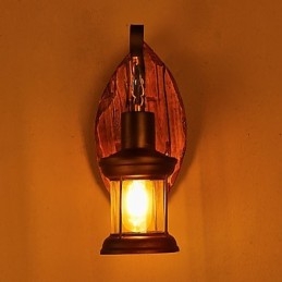 Lampada da parete a testa singola industriale vintage retrò in legno e metallo dipinta a colori per la casa, corridoio dell'hotel, decorazione da parete