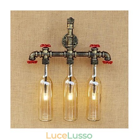Lampada da parete retrò industriale a vento con interruttore a bottiglia d'acqua, luce da parete ambra Lampada da parete retrò industriale a vento con interruttore a bottiglia d'acqua, luce da parete ambra